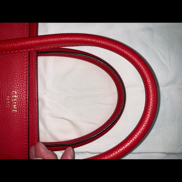 Authentic CELINE Micro Luggage Calfskin Red Coquelicot Excellent RECEIPT - Picture 15 of 17